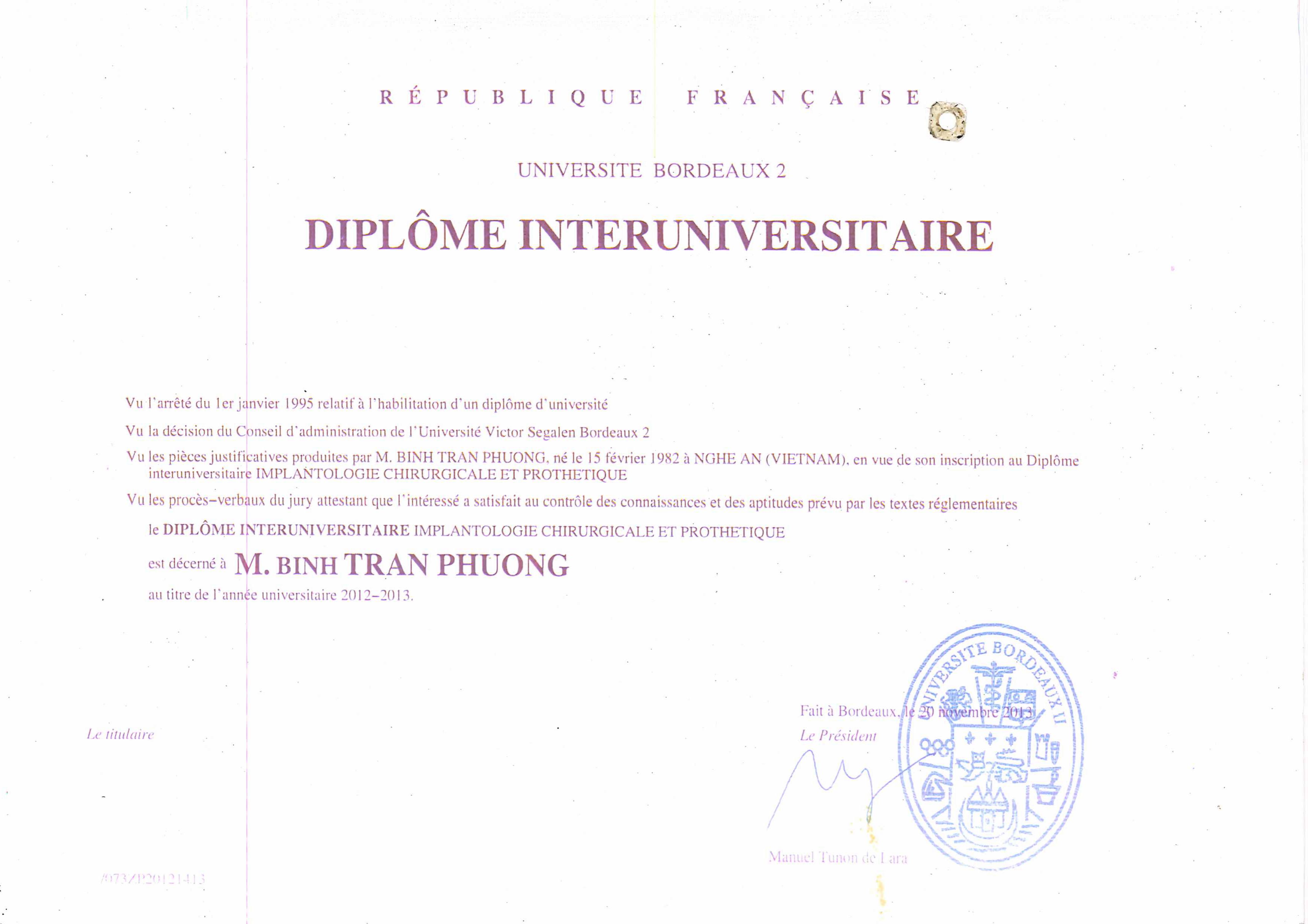 Bằng tố nghiệp đại học Diplome interuniversitaire